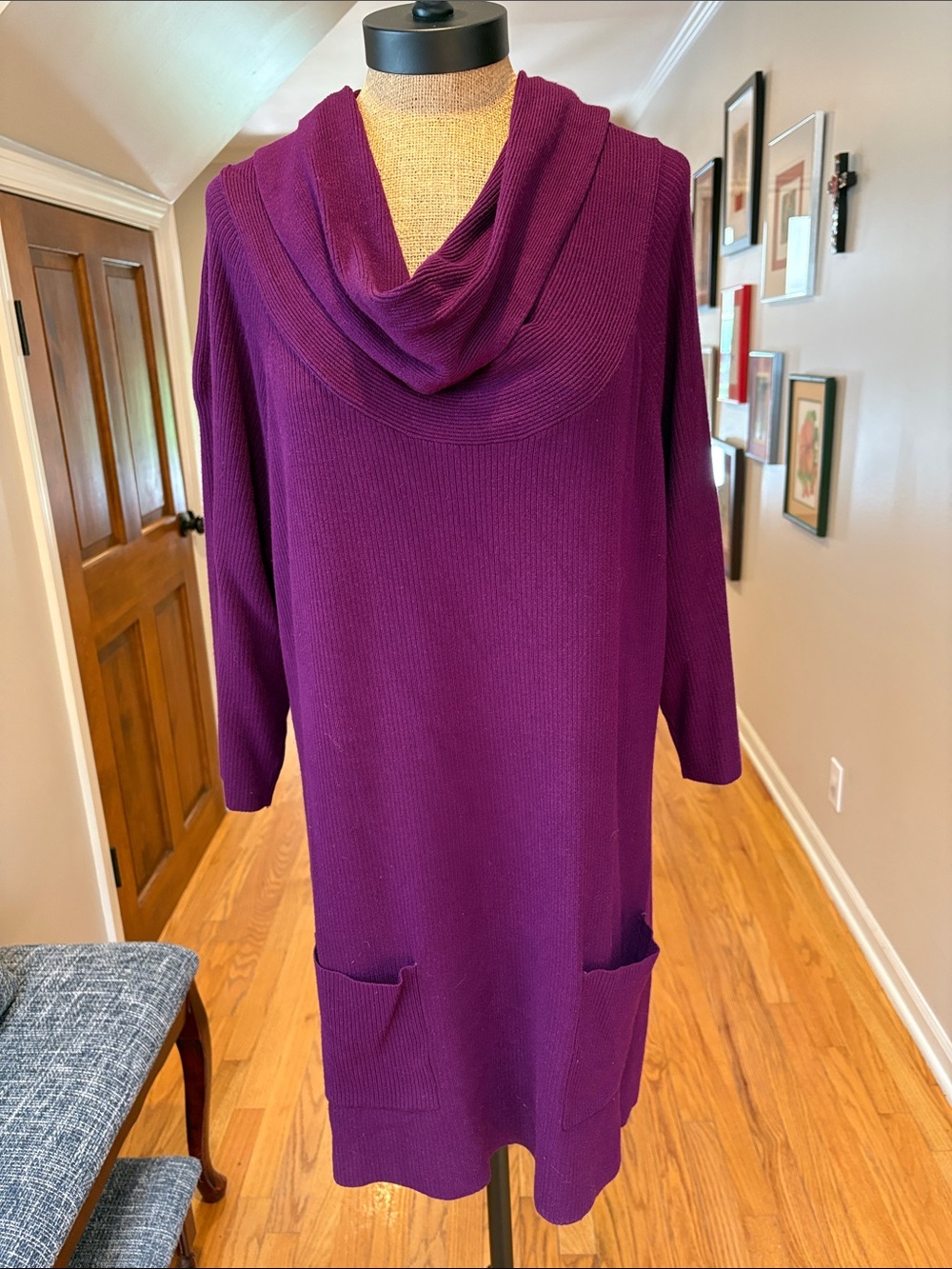 INC International Concepts Purple Cowl Neck Sweater Tunic